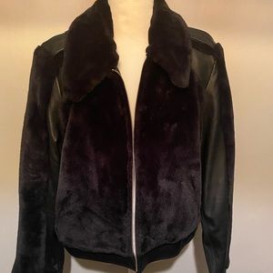 7 For All Mankind Faux Fur Leather Jacket Size XL